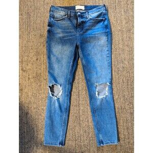 Free People Distressed Knee Holes Blue Jeans Size 29